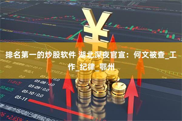 排名第一的炒股软件 湖北深夜官宣：何文被查_工作_纪律_鄂州